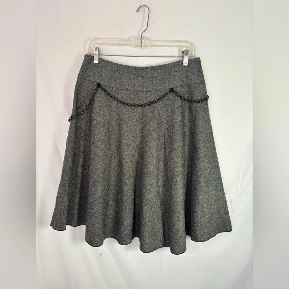 Wool Blend Steam Punk Velvet Floral Goth Fairy A-Line Knee Length Skirt Size M